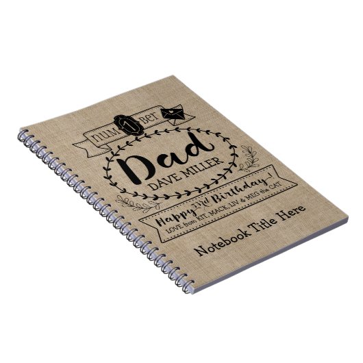 Eigen nummer 1 Pap Birthday Cute Monogram Notitieboek (Rechterzijde)