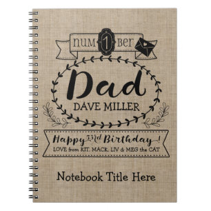 Eigen nummer 1 Pap Birthday Cute Monogram Notitieboek