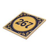 Eigen nummer donkerblauw Azulejos keramische Tegel Tegeltje (Zijkant)