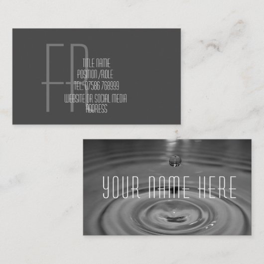 Eigen of drop spatten rimpels splash visitekaartje (Voorkant / Achterkant)