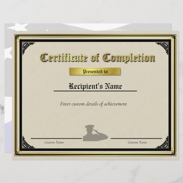 Eigen officier Salute Thin Blue Line Certificate (Voorkant / Achterkant)