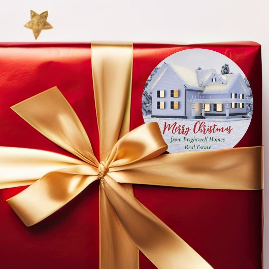 Eigen onroerend goed voor kerstmis ronde sticker