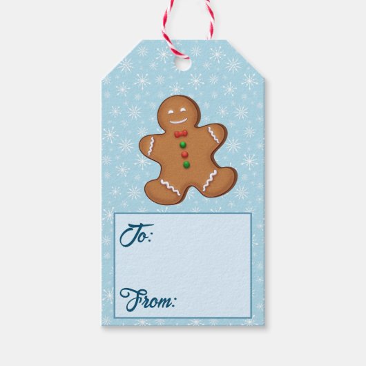 Eigen ontbijtkoek en sneeuwvlokken Blauwe Labels m Cadeaulabel (Voorkant)