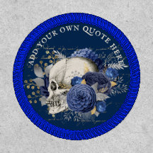 Eigen ontwerp gothische schedel blauwe rozen goth 