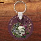 Eigen ontwerp gotische schedel bordeauxrozen goth  sleutelhanger (Voorkant)