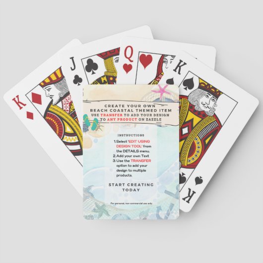 Eigen ontwerp strand kust nautisch pokerkaarten (Achterkant)