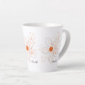 Eigen oranje moderne bloemennaamscript latte mok (Rechterhoek)