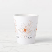 Eigen oranje moderne bloemennaamscript latte mok (Voorkant)