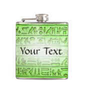 Eigen oude Egyptische Hieroglyphs Green Flask Heupfles (Voorkant)