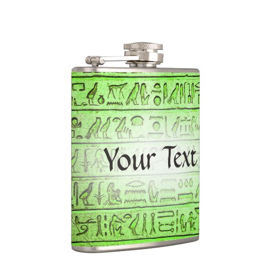 Eigen oude Egyptische Hieroglyphs Green Flask Heupfles (Rechts)