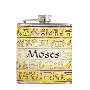 Eigen oude Egyptische Hieroglyphs Yellow Flask Heupfles
