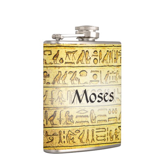 Eigen oude Egyptische Hieroglyphs Yellow Flask Heupfles (Rechts)