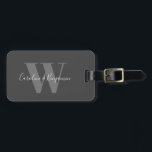 Eigen paarnaam Calligrafie Monogrammed Black Bagagelabel<br><div class="desc">Eigen couponnaam Calligrafie Monogrammen zwart en grijs Bagagelabel</div>
