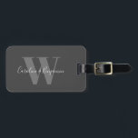 Eigen paarnaam Calligrafie Monogrammed Black Bagagelabel<br><div class="desc">Eigen couponnaam Calligrafie Monogrammen zwart en grijs Bagagelabel</div>