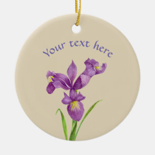 Eigen Paars Iris Botanische Floral Art Keramisch Ornament