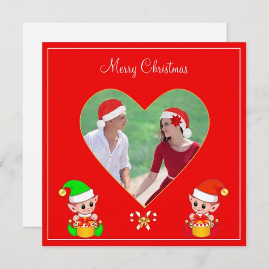 Eigen paarse foto's en cute Elf-kerstmis (Voorkant / Achterkant)