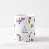 Eigen Paarse Irises monogram bloemen Koffiemok (Center)