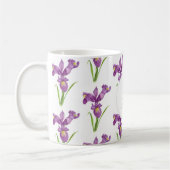 Eigen Paarse Irises monogram bloemen Koffiemok (Links)