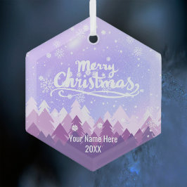 Eigen Paarse krystal sneeuwbos met kerst Glas Ornament