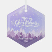 Eigen Paarse krystal sneeuwbos met kerst Glas Ornament (Voorkant)