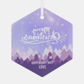 Eigen Paarse krystal sneeuwbos met kerst Glas Ornament (Achterkant)