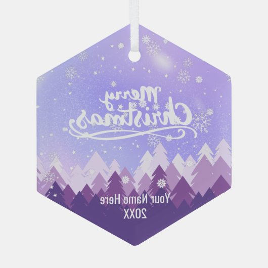 Eigen Paarse krystal sneeuwbos met kerst Glas Ornament (Achterkant)