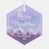 Eigen Paarse krystal sneeuwbos met kerst Glas Ornament (Voorkant)