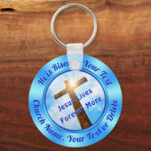 Eigen paasfeest Favors, hij is Risen Church Sleutelhanger (Voorkant)