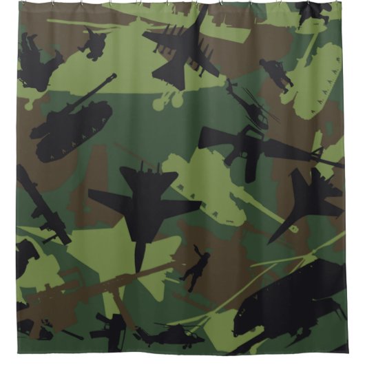 Eigen patroon voor militaire stijl Camouflage Douchegordijn (Voorkant)