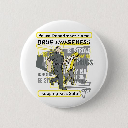 Eigen politie-drugsvoorlichting ronde button 5,7 cm (Voorkant)