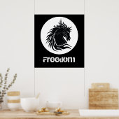 Eigen poster van zwarte en witte tribale paardenko (Keuken)