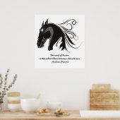 Eigen poster van zwarte en witte tribale paardenko (Keuken)