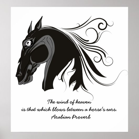 Eigen poster van zwarte en witte tribale paardenko (Voorkant)