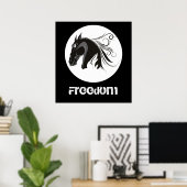 Eigen poster van zwarte en witte tribale paardenko (Thuiskantoor)