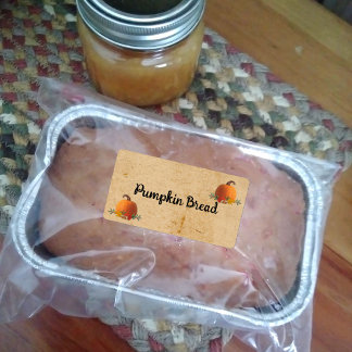 Eigen productlabel voor pompoenbrood etiket