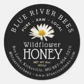 Eigen productlabel Wildflower Honey Black Daisy Ronde Sticker (Voorkant)