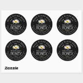 Eigen productlabel Wildflower Honey Black Daisy Ronde Sticker (Vel)