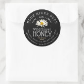 Eigen productlabel Wildflower Honey Black Daisy Ronde Sticker (Tas)