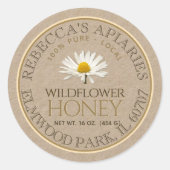 Eigen productlabel Wildflower Honey Kraft Daisy Ronde Sticker (Voorkant)