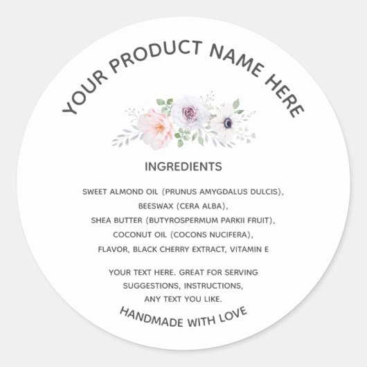 Eigen productlabel Witte houtskool Ronde Sticker (Voorkant)