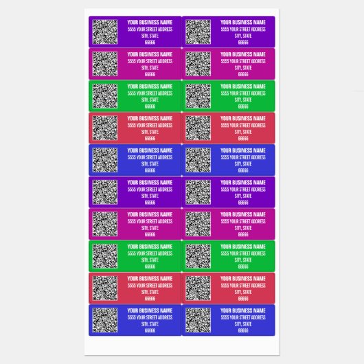 Eigen QR-code Bedrijfsnaam Adres Kleurlabels Labels (Vel)