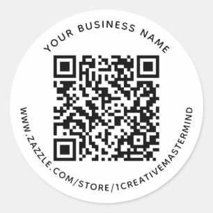 Eigen QR-code en tekst-sticker Ronde Sticker
