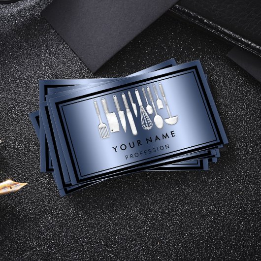 Eigen QR CODE Logo Restaurant Kookt Chef Blue Visitekaartje