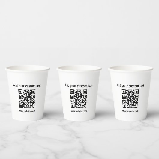 Eigen Qr-code witte minimalistische koffie Papieren Bekers (Multi)