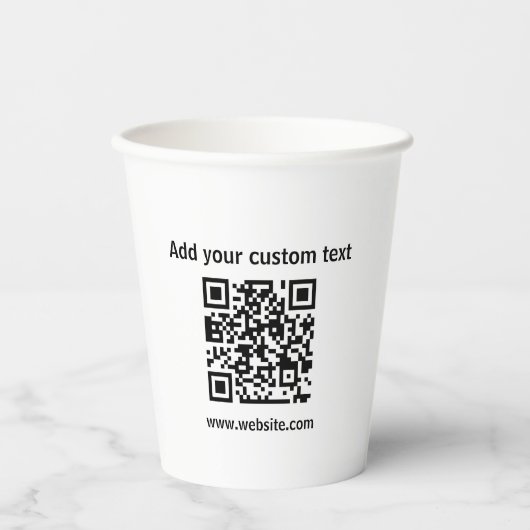 Eigen Qr-code witte minimalistische koffie Papieren Bekers (Voorkant)