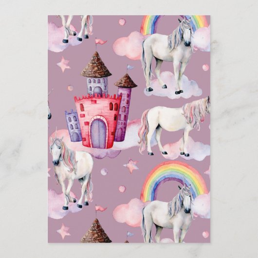 Eigen regenboogballonnen Unicorn Roze Baby shower Kaart (Achterkant)