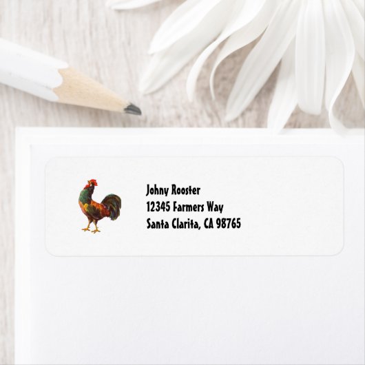 Eigen Retro Rooster Retour Adreslabel Etiket (Insitu)