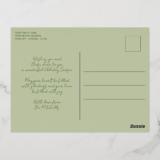 Eigen rode bessen Groene bladeren Wreated Gold Folie Feestdagen Briefkaart (Achterkant)