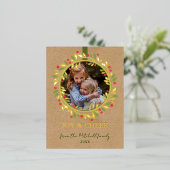 Eigen rode bessen Groene bladeren Wreated Gold Folie Feestdagen Briefkaart (Staand Voorkant)