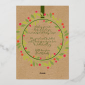 Eigen rode bessen Groene bladeren Wreated Gold Folie Feestdagenkaart (Achterkant)